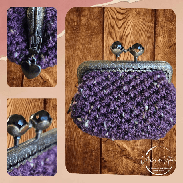 Porte monnaie violet au crochet : Chic, unique, pratique.